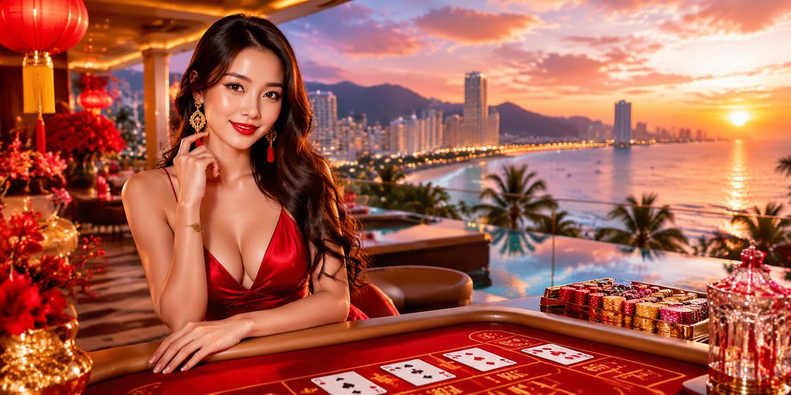 Phong cảnh biển Nha Trang với người chơi cược xổ số trên di động
